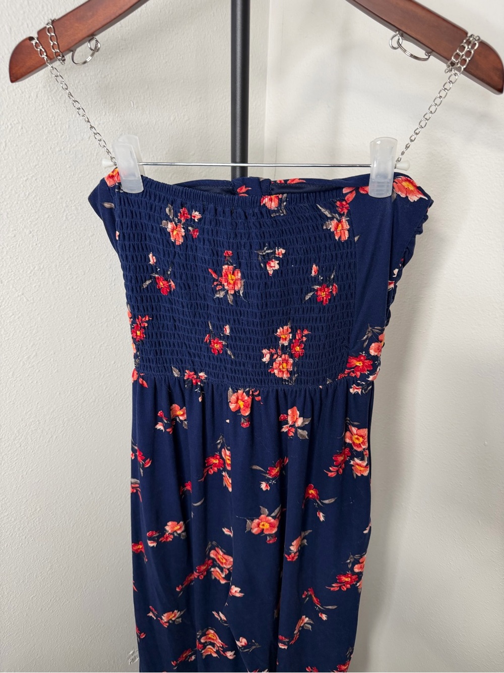 Justify Navy Strapless Floral Jumpsuit Size Small - Picture 4 of 8